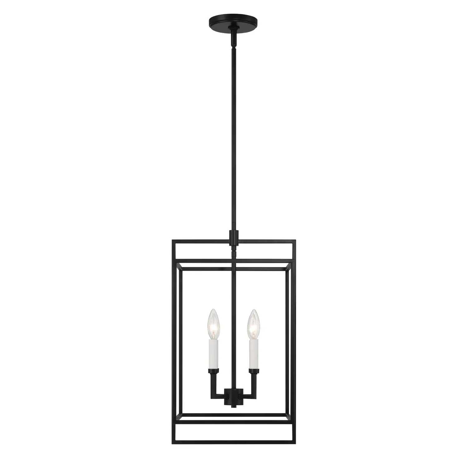 Open Box Noa 4 Light Pendant, Matte Black with White
