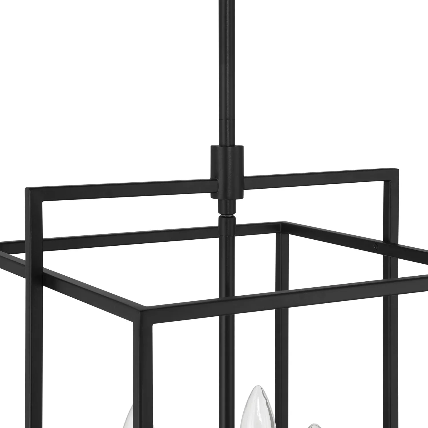 Open Box Noa 4 Light Pendant, Matte Black with White
