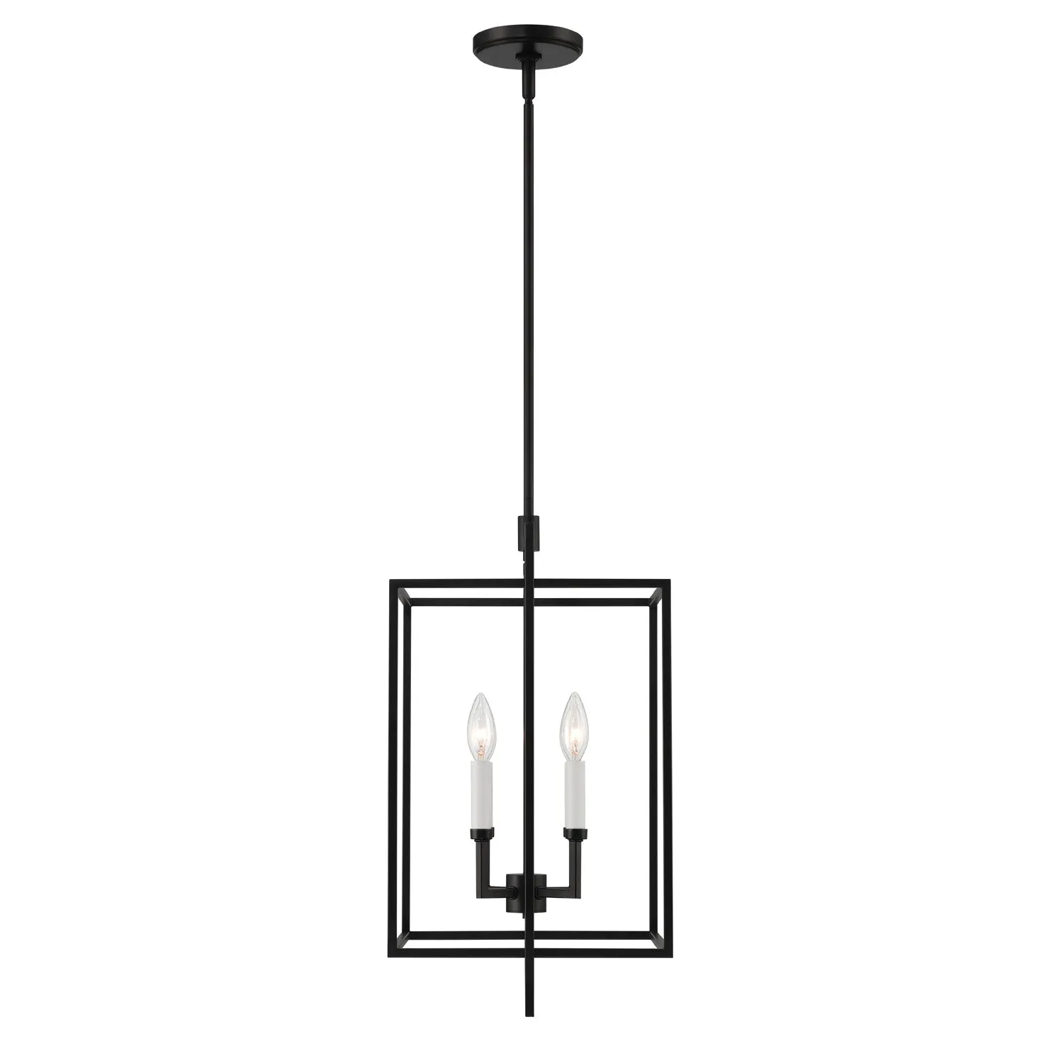 Open Box Noa 4 Light Pendant, Matte Black with White