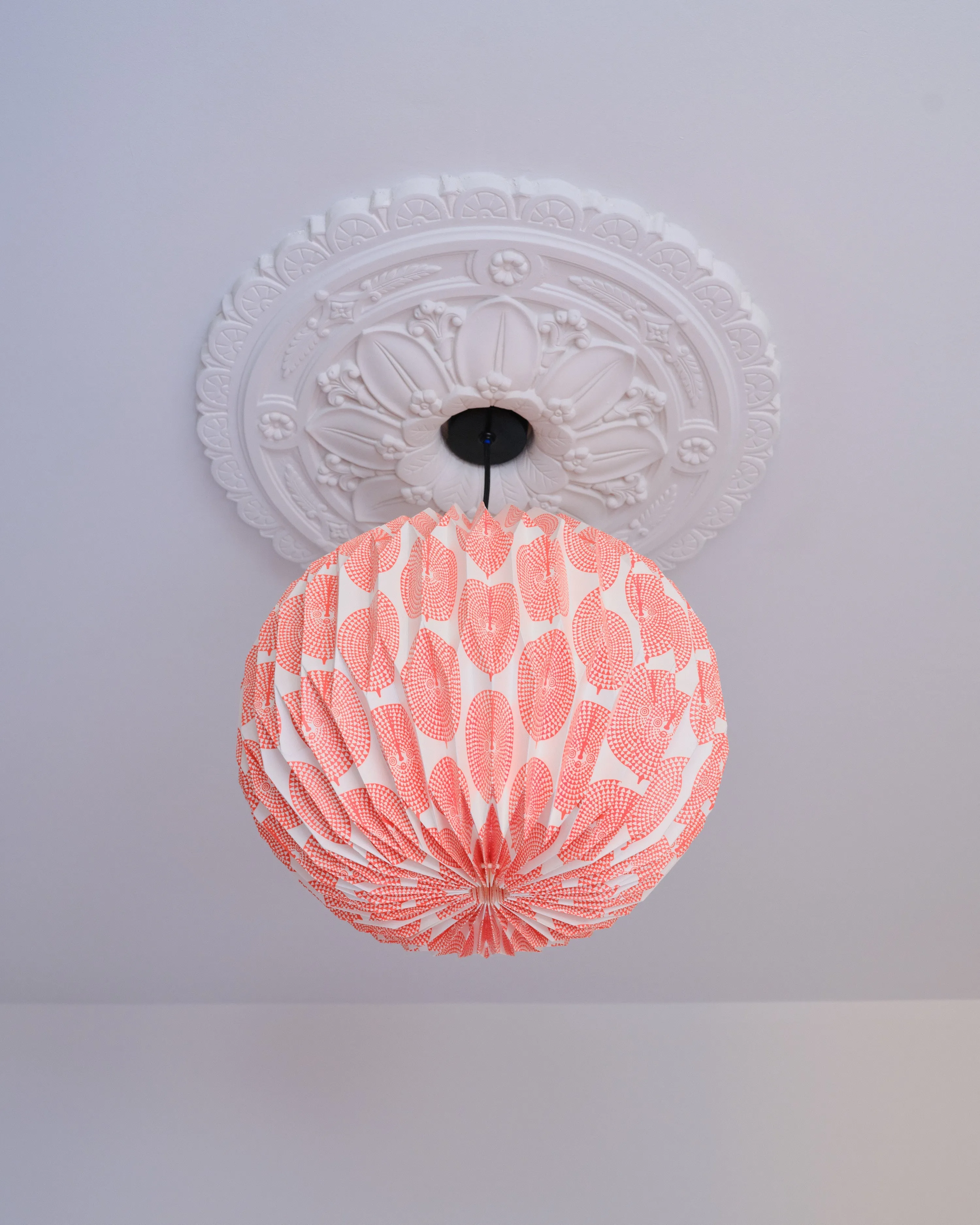 Origami Paper Lightshade Globe 'Orange Sun Mask'
