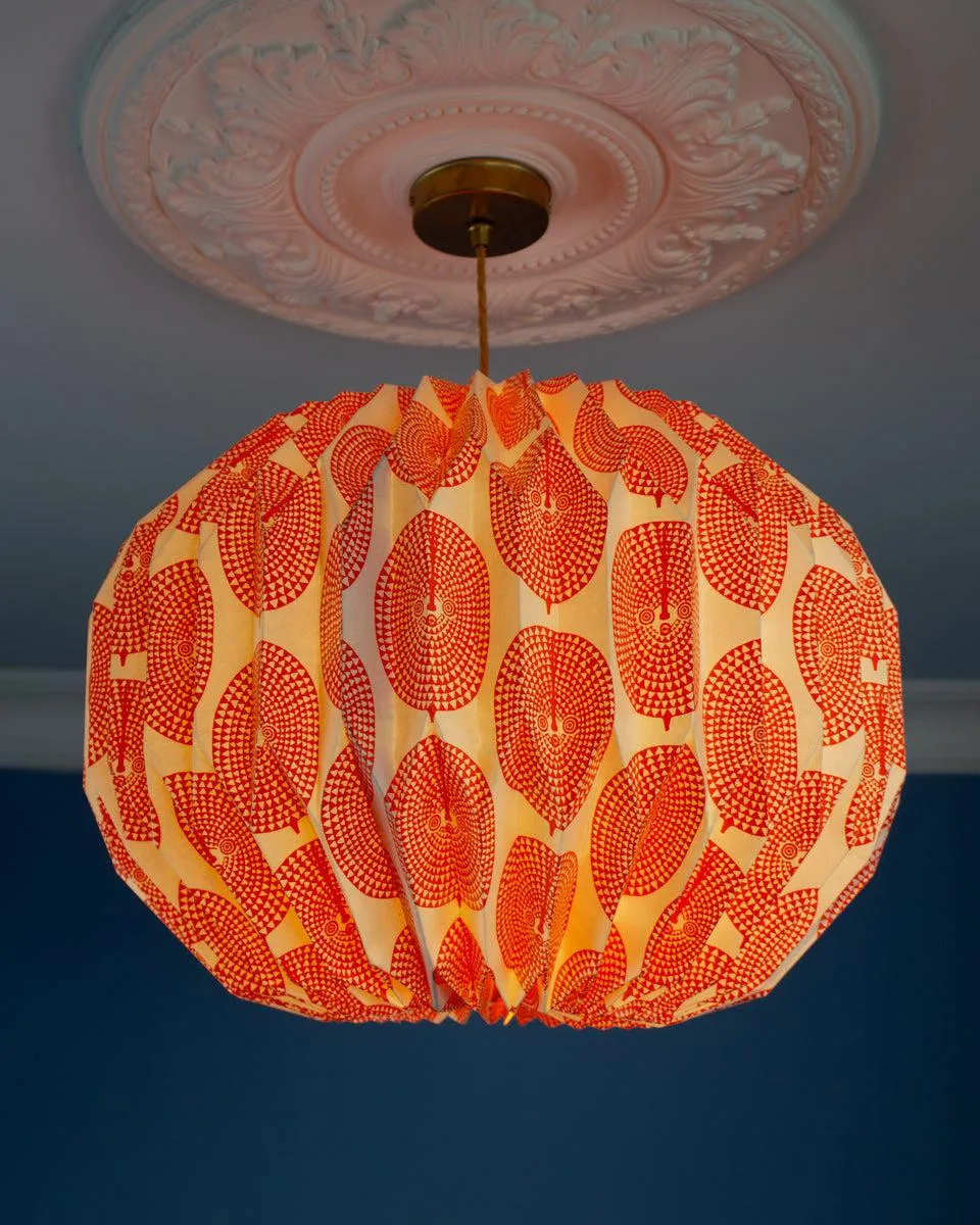 Origami Paper Lightshade Globe 'Orange Sun Mask'