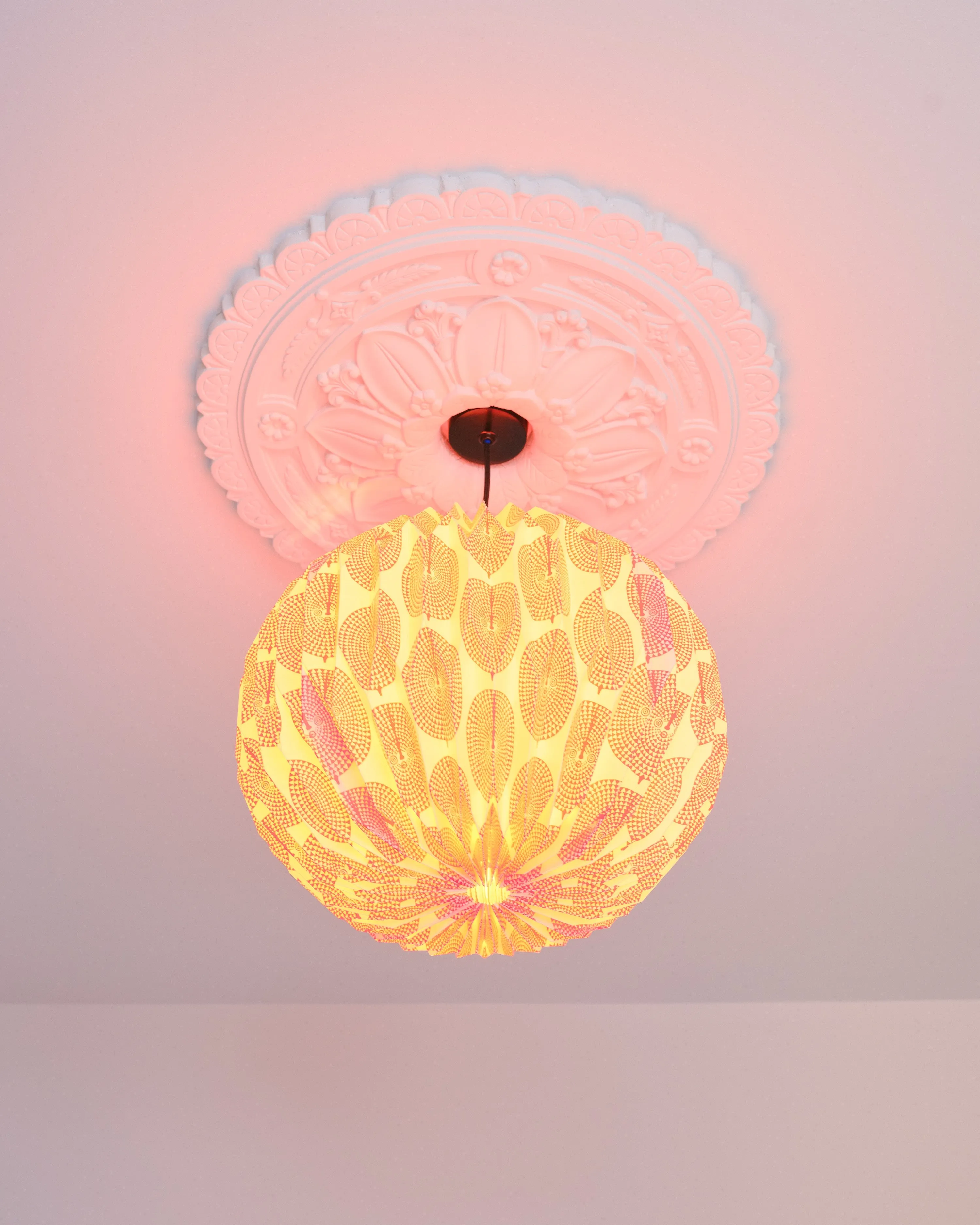 Origami Paper Lightshade Globe 'Orange Sun Mask'