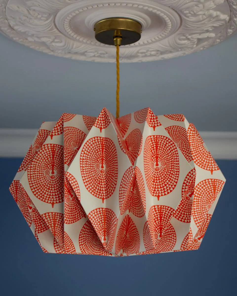 Origami Paper Lightshade Orbit 'Orange Sun Mask'