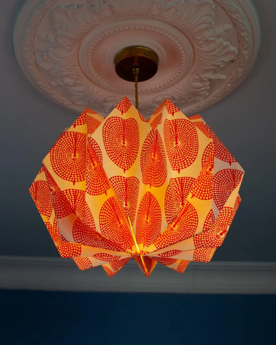 Origami Paper Lightshade Orbit 'Orange Sun Mask'