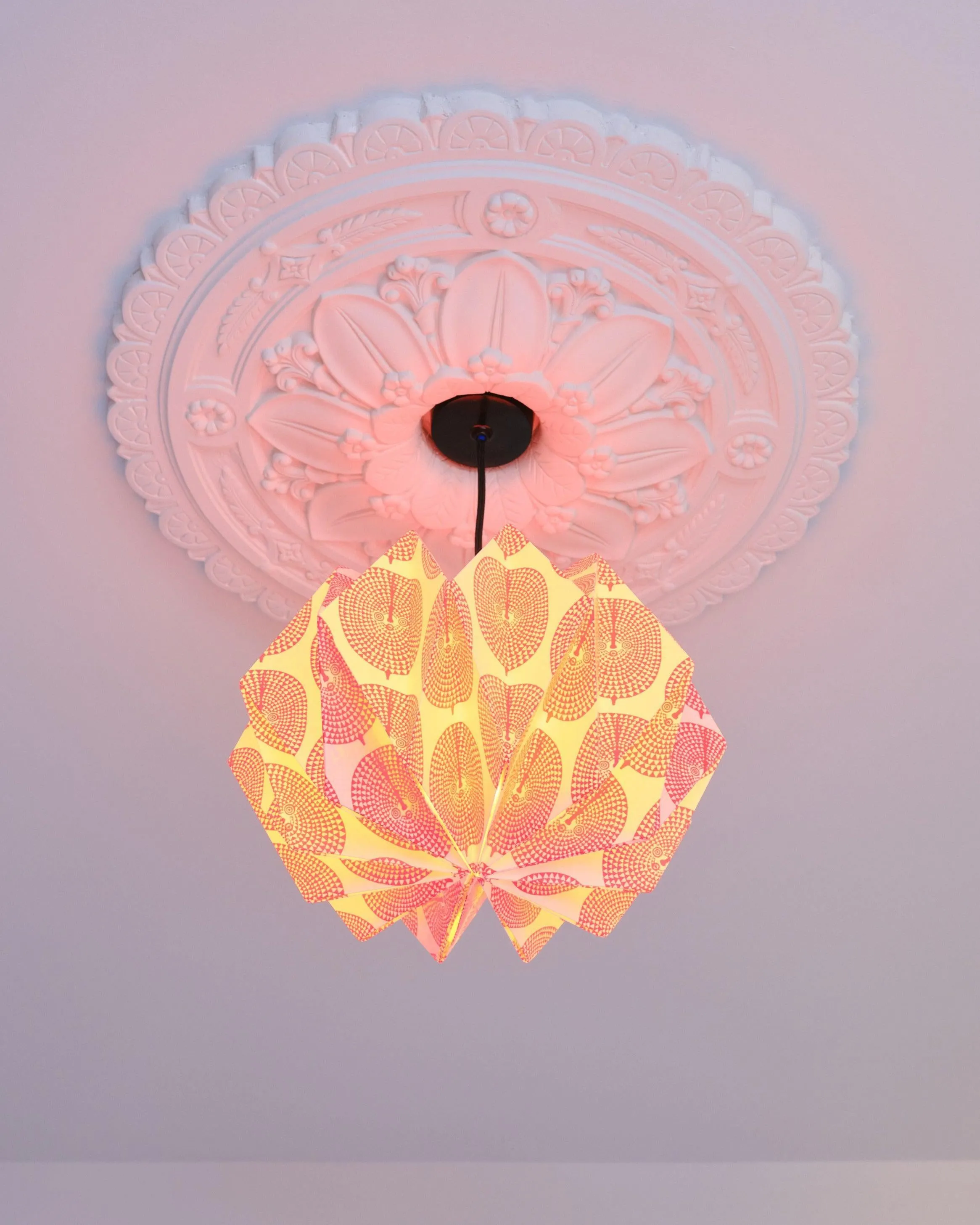Origami Paper Lightshade Orbit 'Orange Sun Mask'