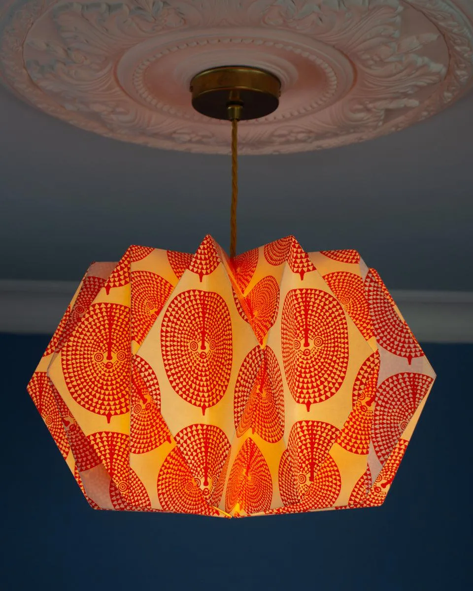 Origami Paper Lightshade Orbit 'Orange Sun Mask'