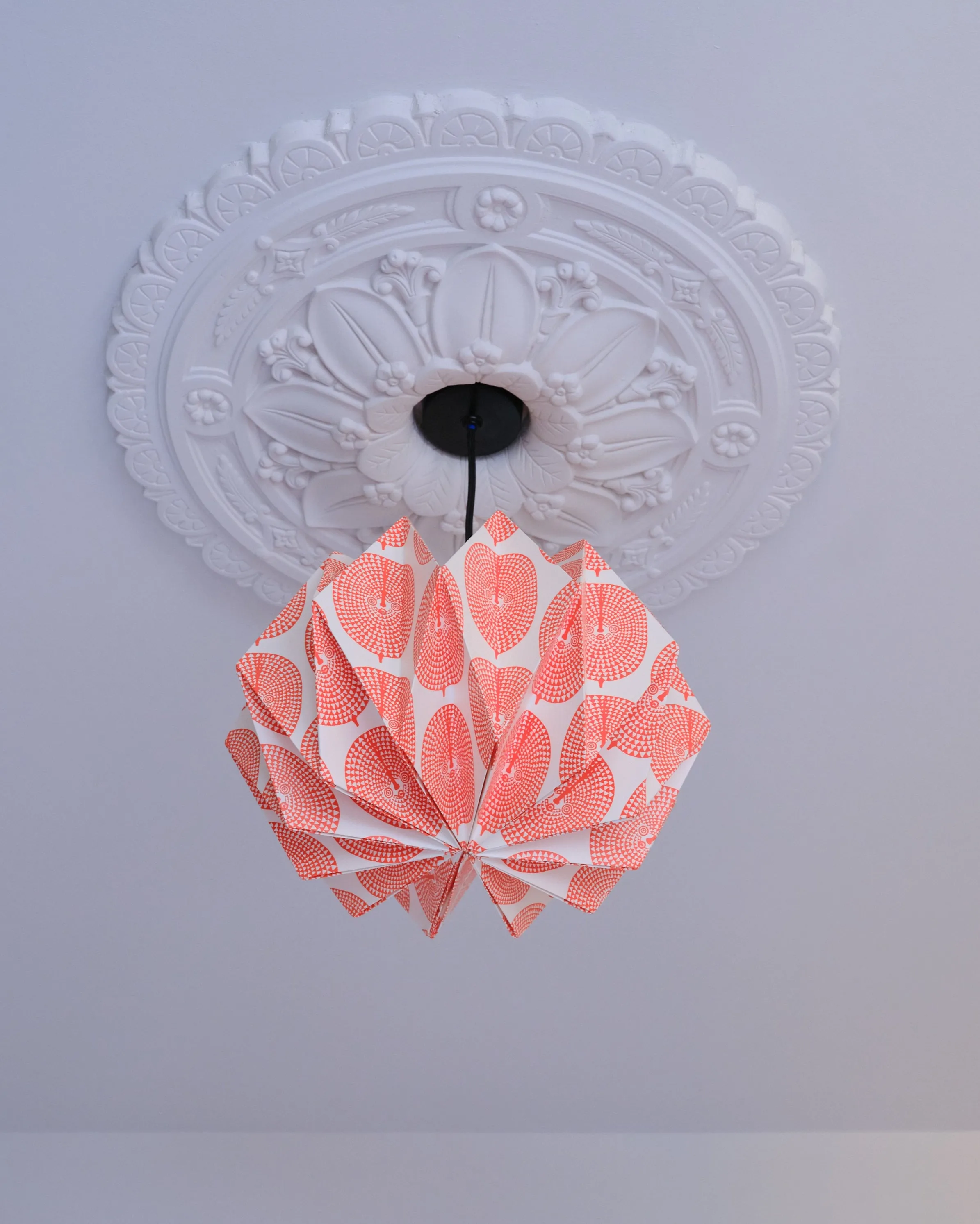 Origami Paper Lightshade Orbit 'Orange Sun Mask'