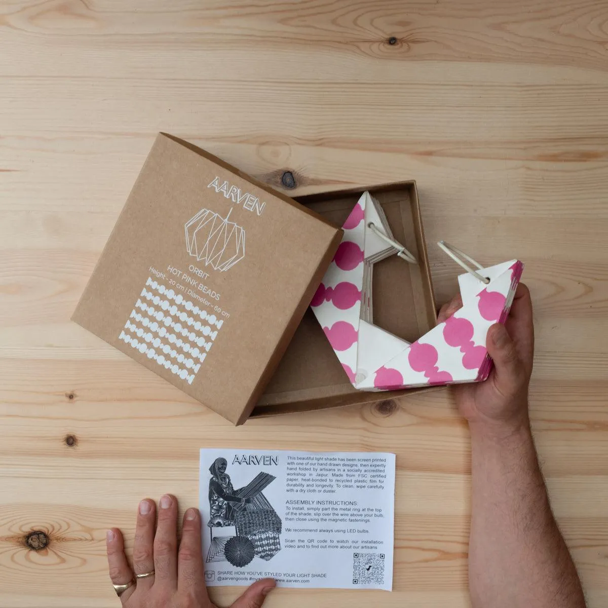 Origami Paper Lightshade Orbit 'Pink Beads'