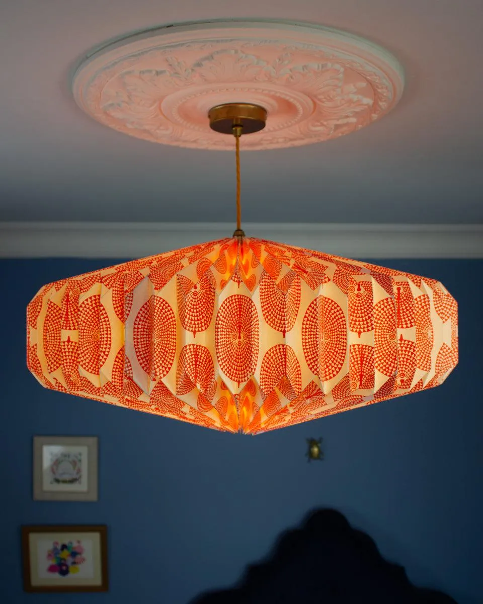 Origami Paper Lightshade Saucer 'Orange Sun Mask'