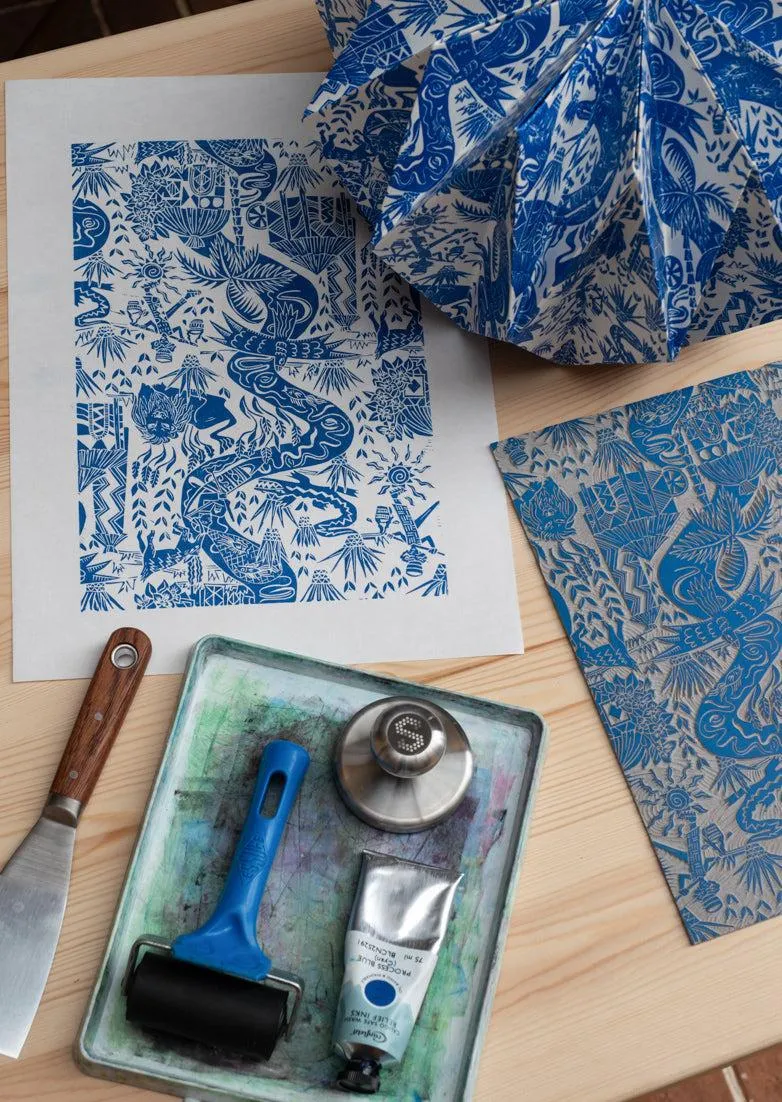 Origami Paper Lightshade Saucer 'White Safari Toile'