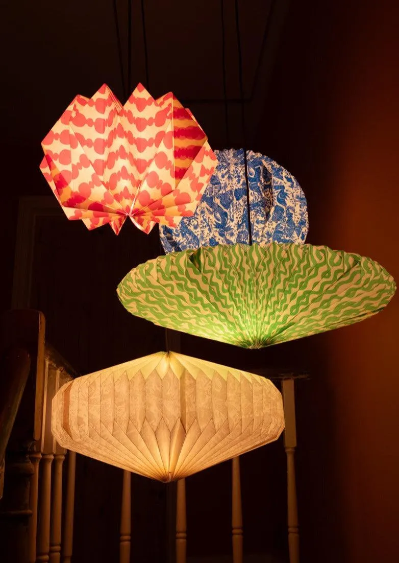 Origami Paper Lightshade Saucer 'White Safari Toile'