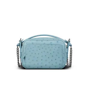Ostrich Leather Minimalist Lightweight Crossbody Shoulder Bag