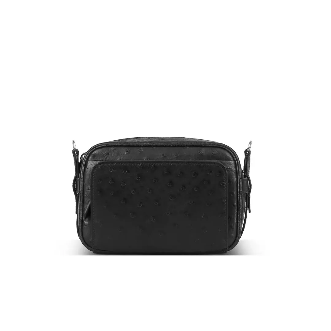 Ostrich Leather Minimalist Lightweight Crossbody Shoulder Bag
