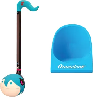 Otamatone Regular [Hatsune Miku] and Base Stand [Blue] Bundle Japanese Electronic Musical Instrument Portable Music Synthesizer Maywa Denki Award Winning Educational Fun Gift for Children Teen Adult