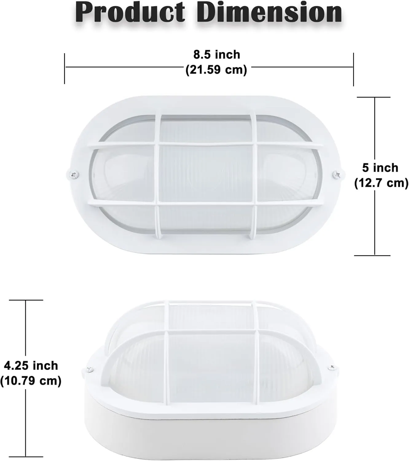 Outdoor LED Bulkhead Light Worked as Outdoor Flush Mount Ceiling Light, Wall Lantern, 6W 520Lumens 5000K Daylight, Dimmable, Aluminum Housing, White, 2 Pack