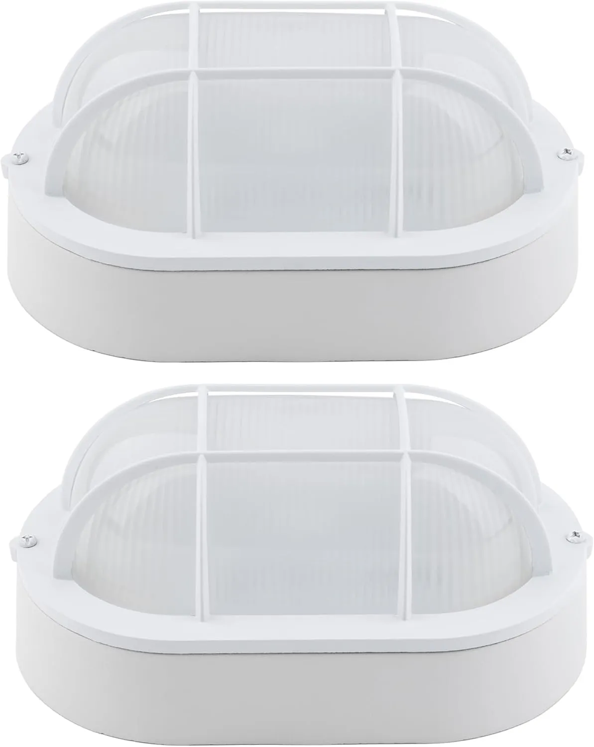Outdoor LED Bulkhead Light Worked as Outdoor Flush Mount Ceiling Light, Wall Lantern, 6W 520Lumens 5000K Daylight, Dimmable, Aluminum Housing, White, 2 Pack
