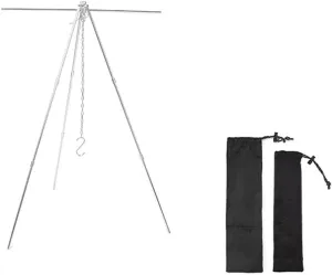 Outdoor Portable Aluminum Alloy Hung Tripod Camping Picnic Pot Hung Rack Set Extendable Pot Holder Stand Kit