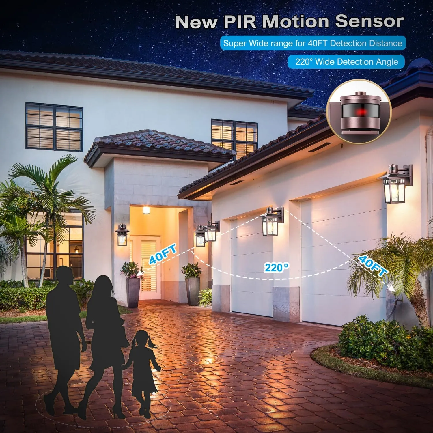 Outdoor Wall-Mounted Motion Sensor Light with Dusk to Dawn Function, Waterproof Anti-Rust Aluminum Exterior Bronze Porch Lighting Fixture for Front Door, Garage, and Entrance Wall