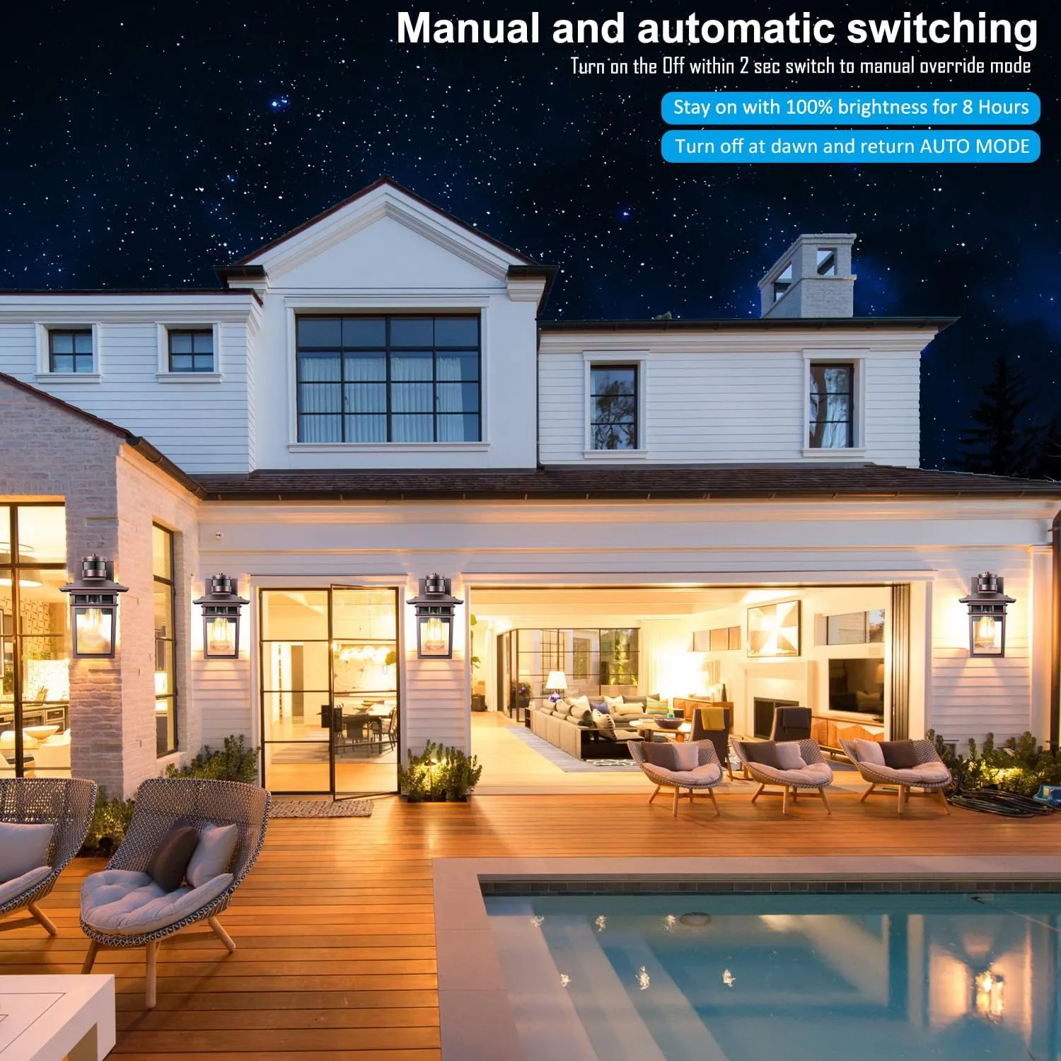 Outdoor Wall-Mounted Motion Sensor Light with Dusk to Dawn Function, Waterproof Anti-Rust Aluminum Exterior Bronze Porch Lighting Fixture for Front Door, Garage, and Entrance Wall