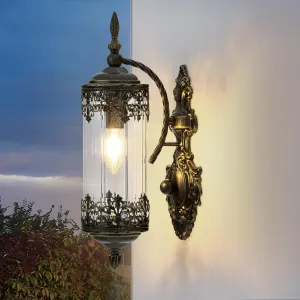 Outdoor Wall Sconce with Glass,Rustic Wall Lantern Light Fixture Waterproof Vintage Antique Gothic Indoor Wall Light for Gate,Patio,Garden,Porche,Yard,Exterior,E12