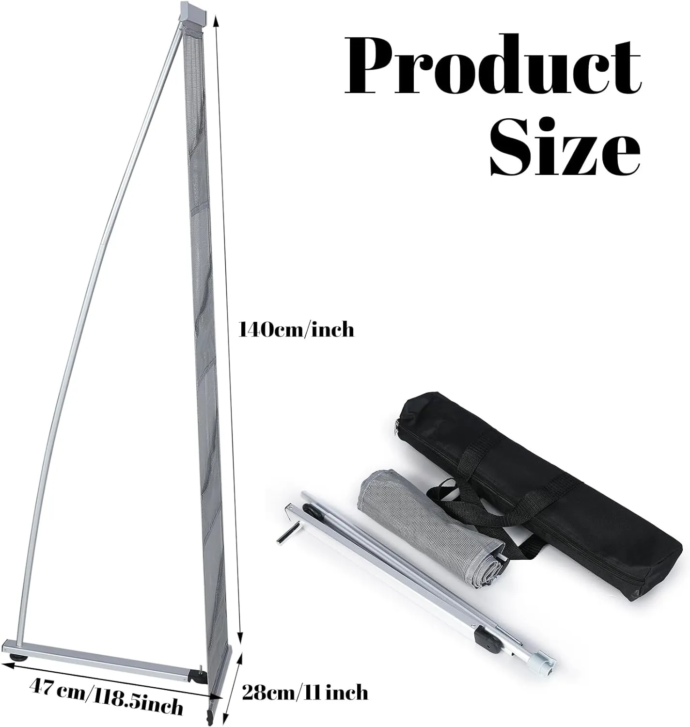 Outus 1 Pcs Literature Stand Magazine Display Rack with 4 Pocket, Portable Roll up Mesh Foldable Trade Show Display with Carrying Bag, Lightweight Magazine Rack Floor Standing for Exhibition Office