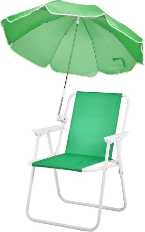 Outvita Beach Chair with Umbrella, Outdoor Folding Chair High Strength Cleanable Fabric Lightweight and Waterproof for Sand Camping Lawn Concert Travel Festival Blue,Heavy Duty Supports 220lbs