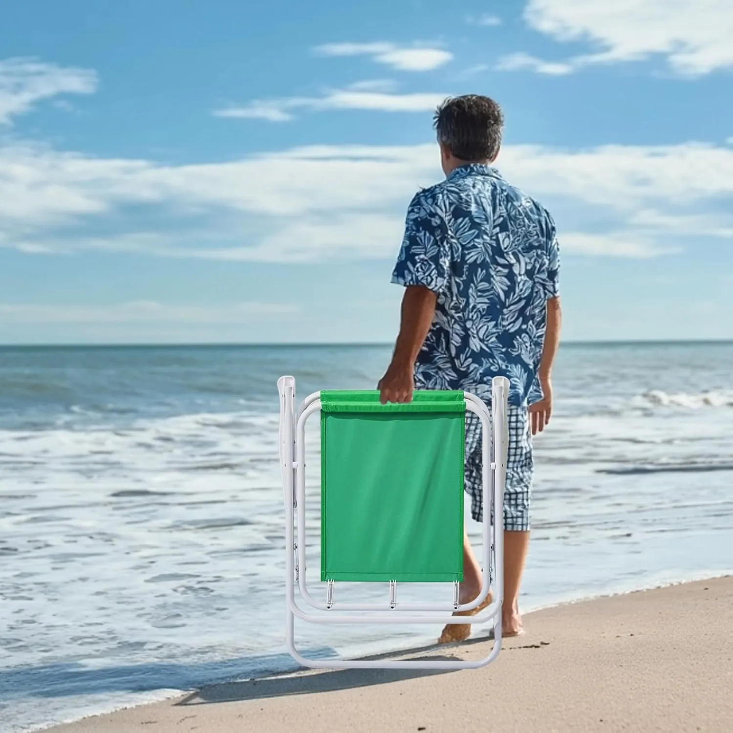 Outvita Beach Chair with Umbrella, Outdoor Folding Chair High Strength Cleanable Fabric Lightweight and Waterproof for Sand Camping Lawn Concert Travel Festival Blue,Heavy Duty Supports 220lbs