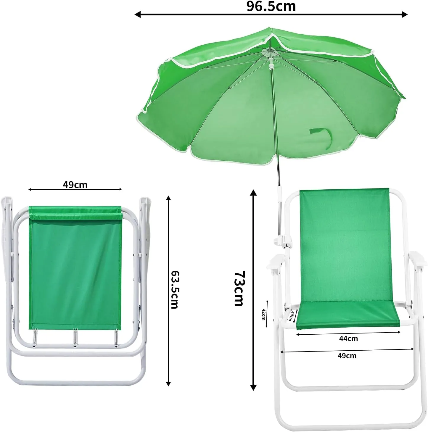 Outvita Beach Chair with Umbrella, Outdoor Folding Chair High Strength Cleanable Fabric Lightweight and Waterproof for Sand Camping Lawn Concert Travel Festival Blue,Heavy Duty Supports 220lbs