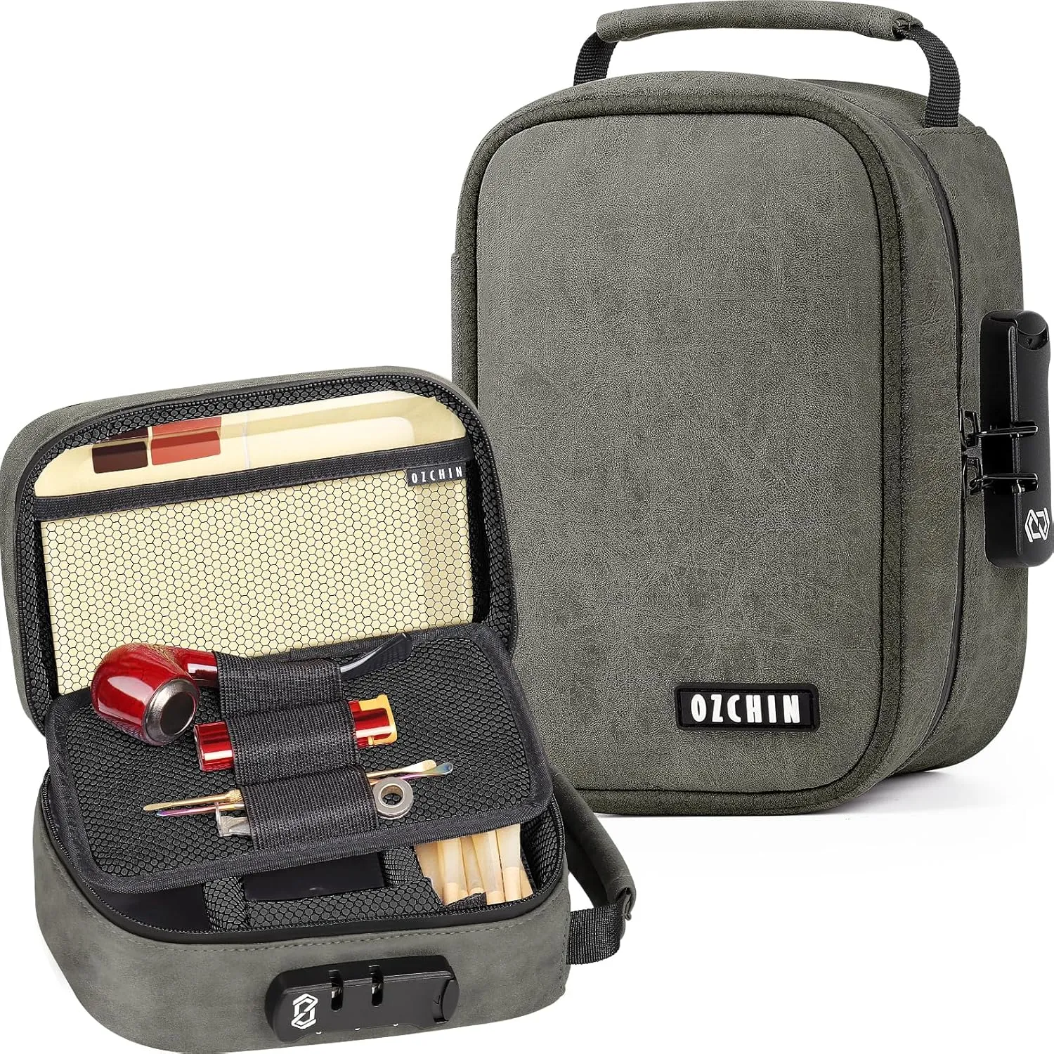 OZCHIN Smell Proof Bag with Combination Lock Tobacco Pipe Pouch Bag File Organizer Case Container Medicine Lock Box Odorless Storage Bag Great Gift for Friend