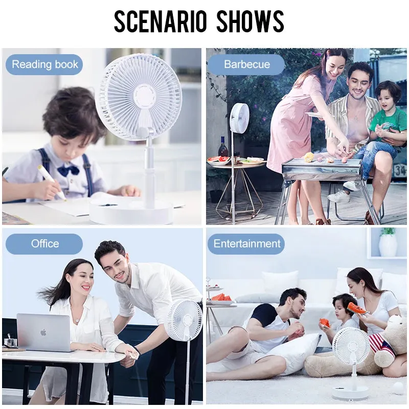 P2000 10800mAh Folding Portable Fan USB Remote Control Air Cooler Silent Rechargeable Wireless Floor Standing Fan for Camping