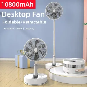 P2000 10800mAh Folding Portable Fan USB Remote Control Air Cooler Silent Rechargeable Wireless Floor Standing Fan for Camping