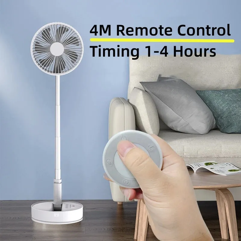 P2000 10800mAh Folding Portable Fan USB Remote Control Air Cooler Silent Rechargeable Wireless Floor Standing Fan for Camping