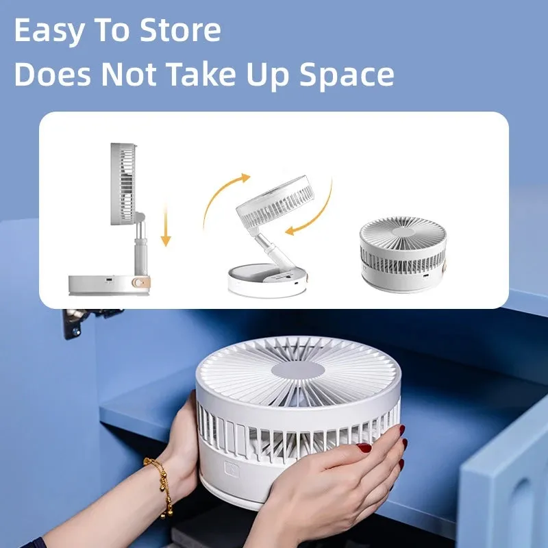 P2000 10800mAh Folding Portable Fan USB Remote Control Air Cooler Silent Rechargeable Wireless Floor Standing Fan for Camping