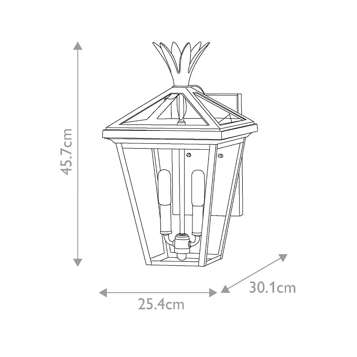 Palma 2lt Medium Wall Lantern | Black