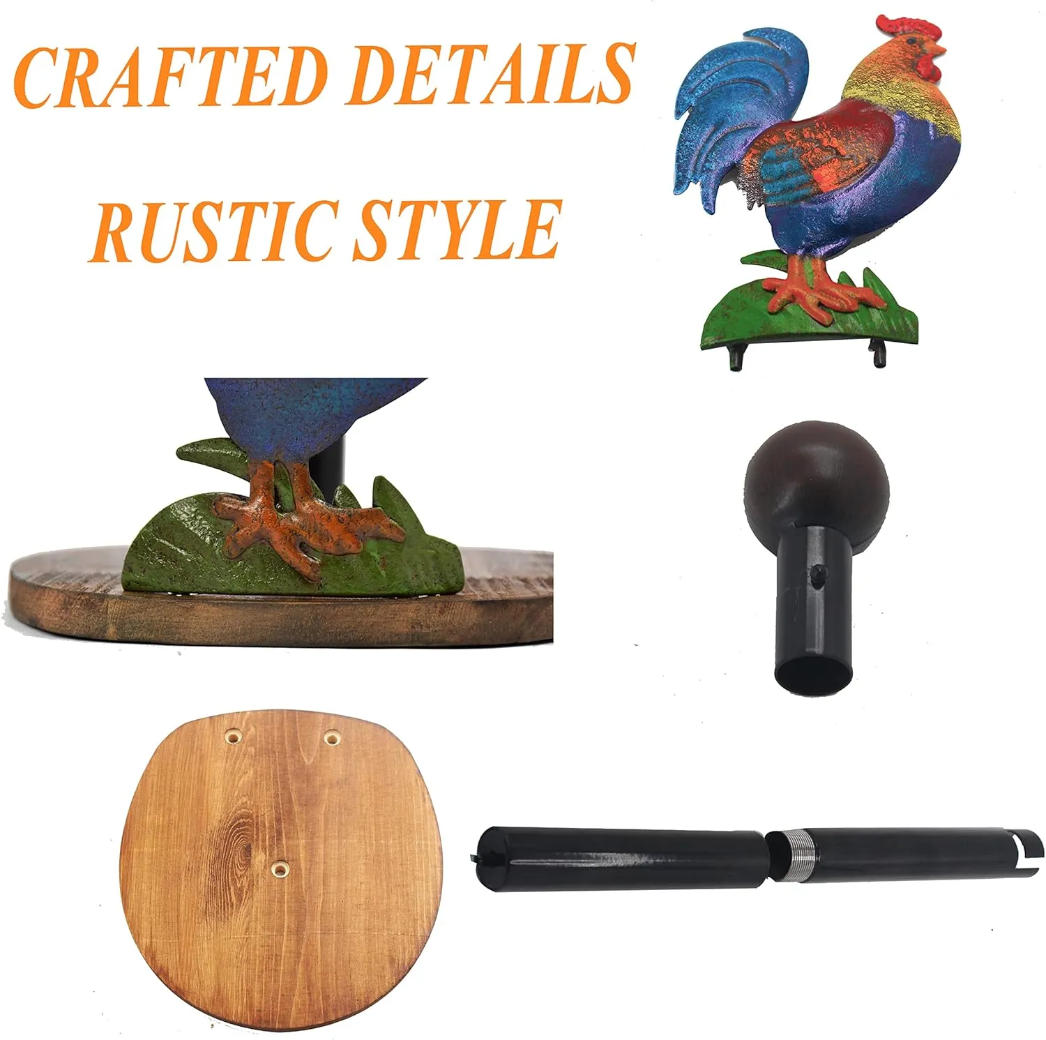 Paper Towel Holder Stand, Paper Towel Holder Countertop Wood with Rooster Decorations for Kitchen Farmhouse Villa Apartment Rooster Decor (Rooster)