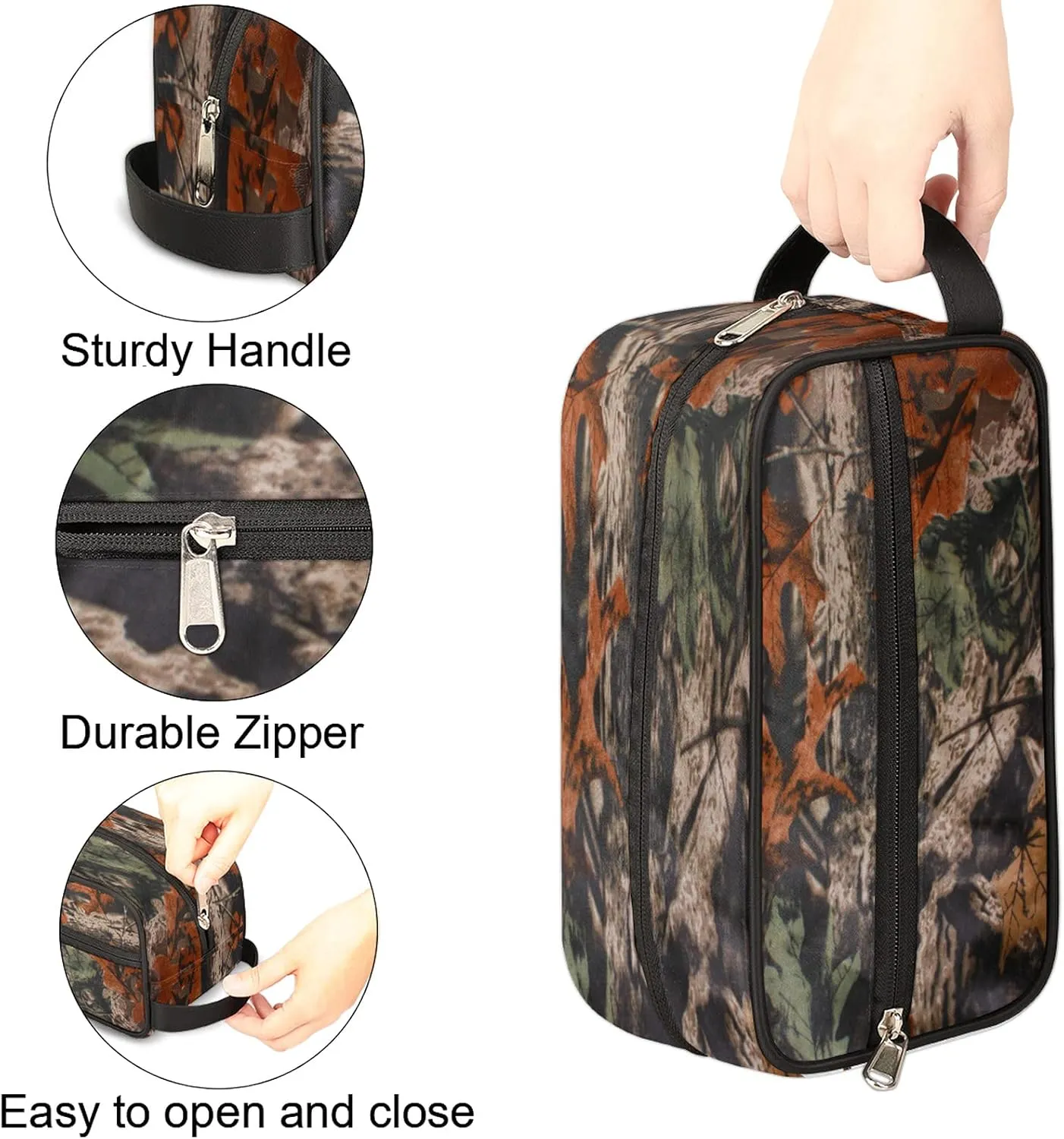 Pardick Travel Toiletry Bag for Men Boy Forest Tree Camo Lightweight Cosmetic Makeup Bag Organizer Waterproof Shaving Bag Dopp Kit with Large Capacity for Toiletries and Shaving Accessories