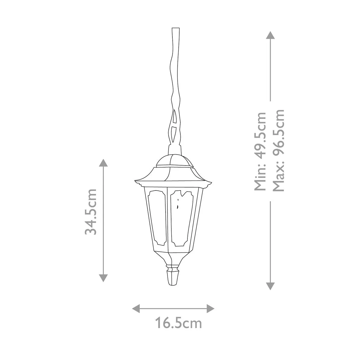 Parish Mini 1 Light Chain Lantern | Black