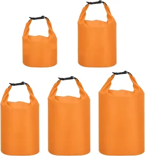 PATIKIL Waterproof Dry Bags, 5 Pack Portable Dry Sack Roll Top Bag Lightweight Dry Storage Bag for Gym Kayaking Hiking Swimming Camping, Orange, (1.5L, 2.5L, 3.5L, 4.5L, 6L)
