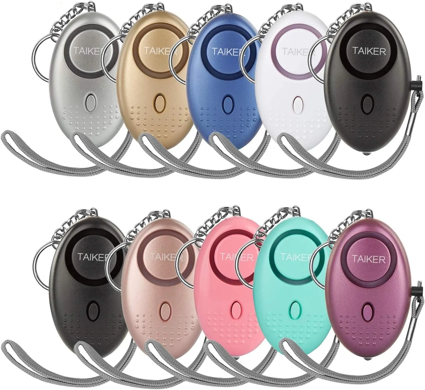 Personal Alarm for Women, 10 Packs 140DB Emergency Self-Defense Security Alarm Keychain with LED Light for Women Kids and Elders (Colorful)