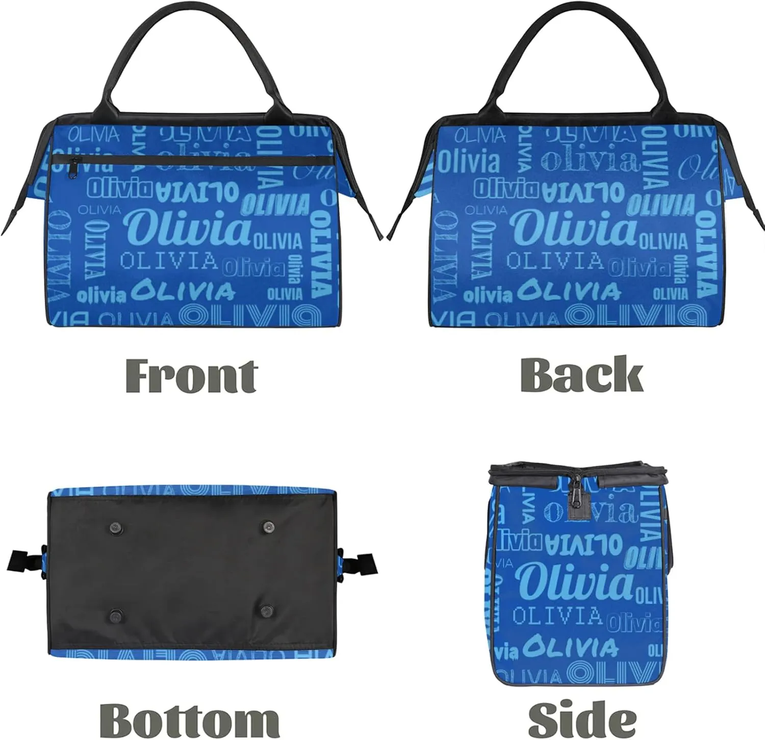 Personalized Gym Duffel Bag with Name Custom Travel Sports Bag for Women Men Waterproof Dance Ballet Bag Lightweight 15.2in, Blue
