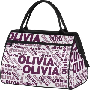 Personalized Gym Sport Duffel Bag with Name Custom Travel Overnight Bag Waterproof Customized Dance Bag Carry-On Tote 15.2in, Plum