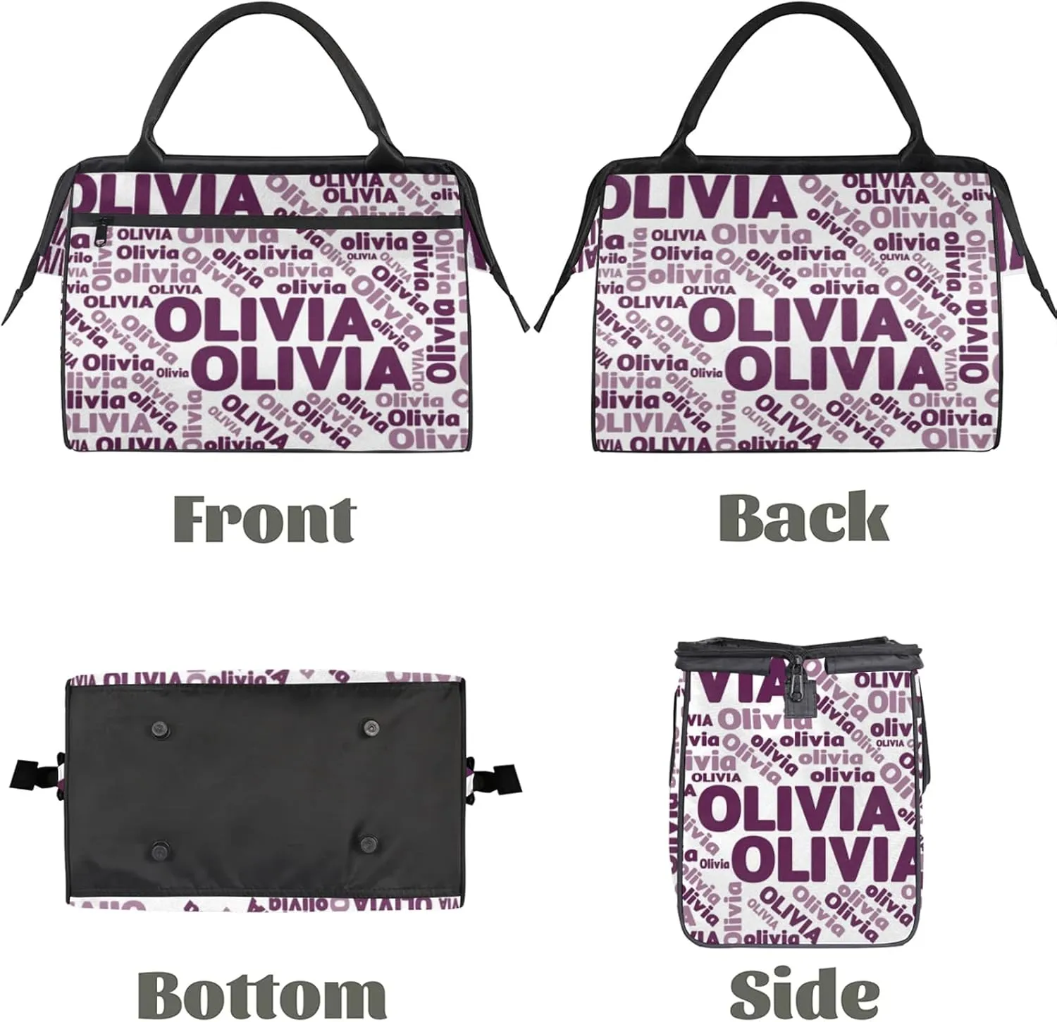 Personalized Gym Sport Duffel Bag with Name Custom Travel Overnight Bag Waterproof Customized Dance Bag Carry-On Tote 15.2in, Plum