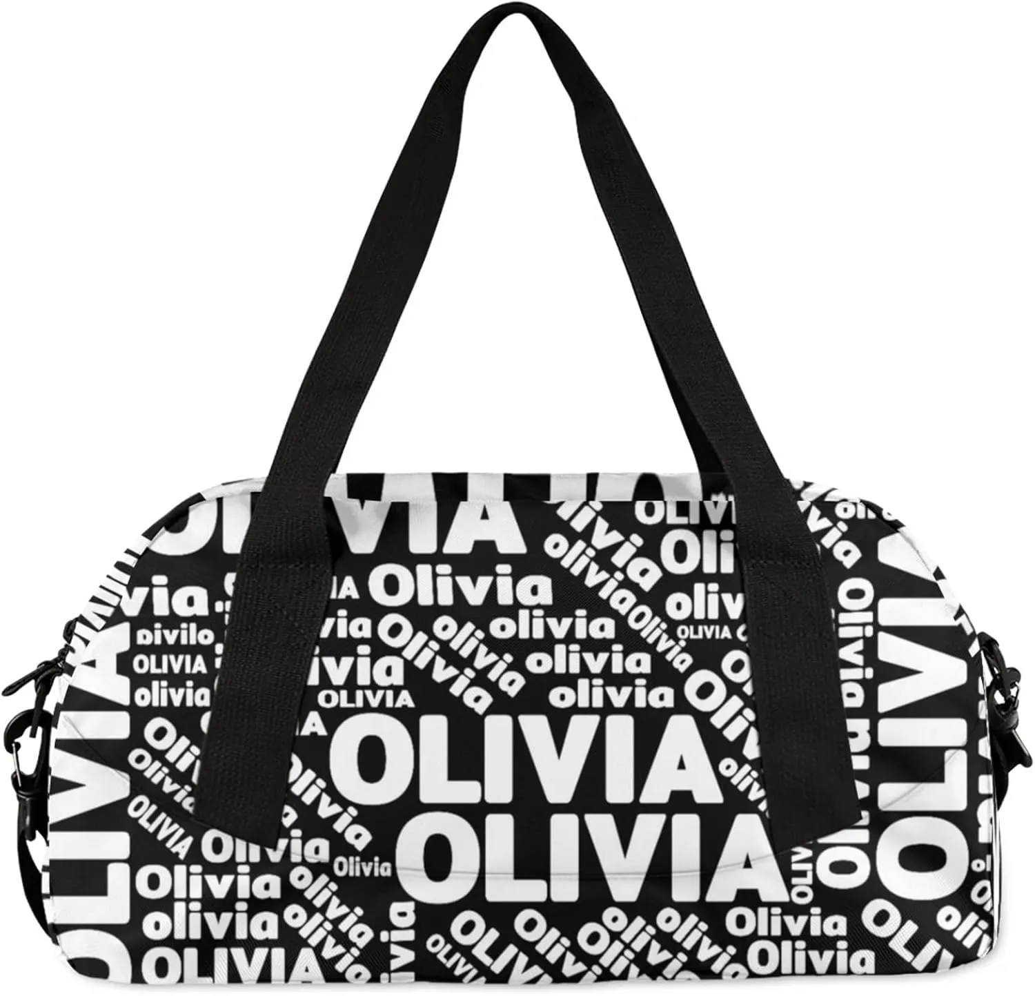 Personalized Gym Sport Duffel Bag with Name Custom Travel Overnight Bag Waterproof Customized Dance Bag Carry-On Tote 18.5in, Pure Black