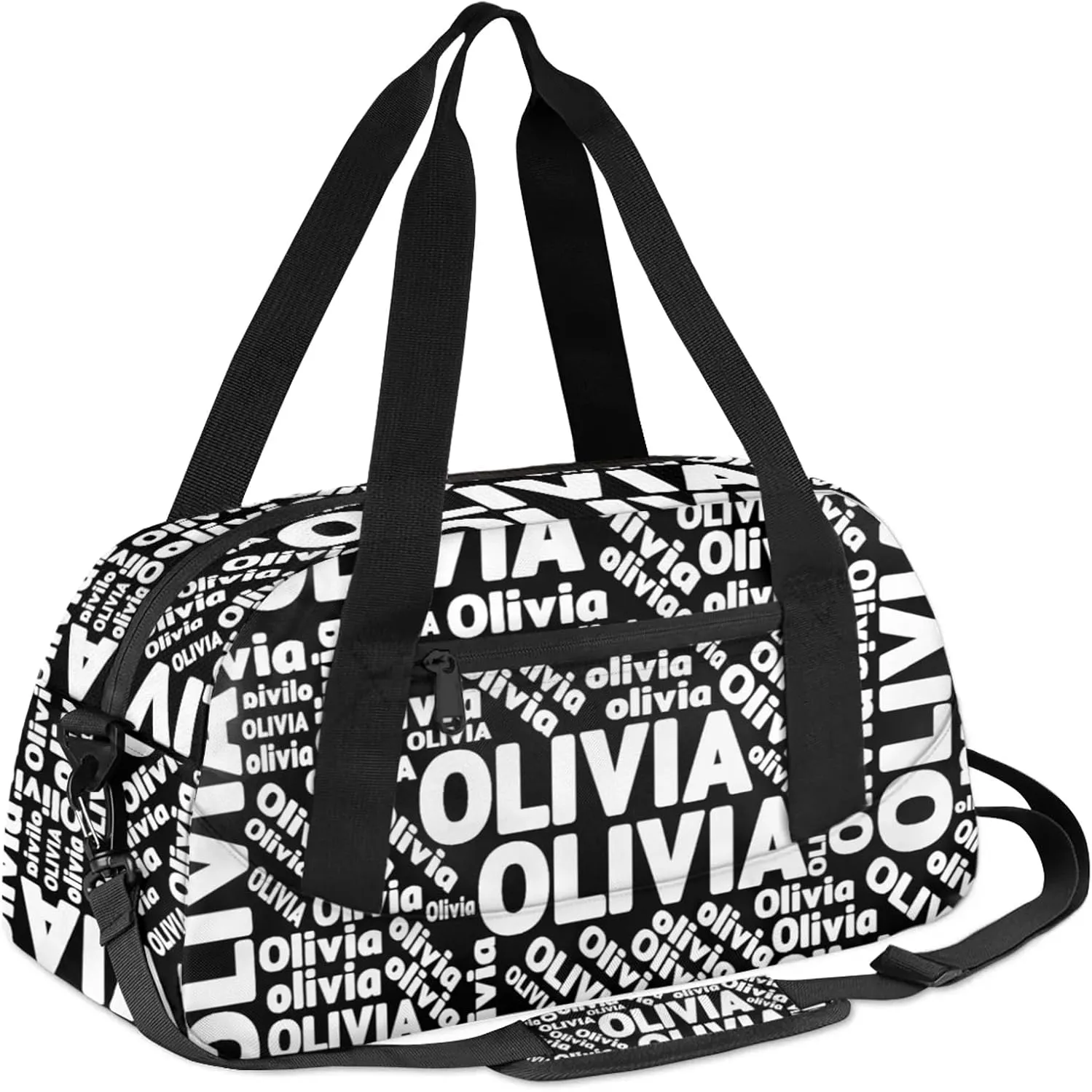 Personalized Gym Sport Duffel Bag with Name Custom Travel Overnight Bag Waterproof Customized Dance Bag Carry-On Tote 18.5in, Pure Black