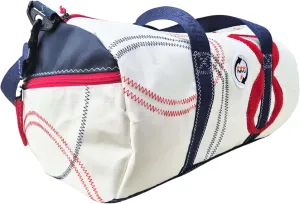 Personalized Sailcloth Duffel Bag, Waterproof Weekender Sport Bag, Sailing Travel Cylinder Bag