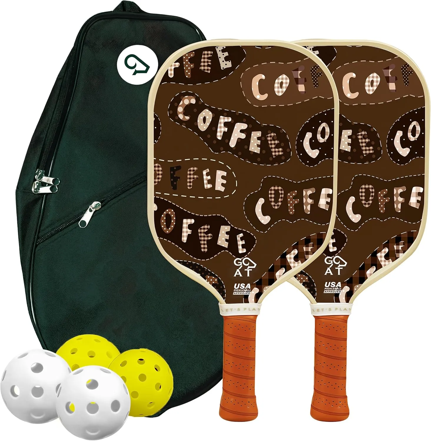 Pickleball Paddles Set of 2, Pickleball Balls 2 Indoor   2 Outdoor Balls & Travel Bag – Lightweight, Durable, Easy Grip – All-in-One Starter Set