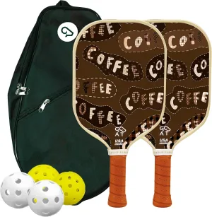 Pickleball Paddles Set of 2, Pickleball Balls 2 Indoor   2 Outdoor Balls & Travel Bag – Lightweight, Durable, Easy Grip – All-in-One Starter Set