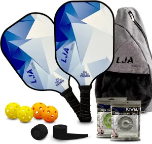 Pickleball Paddles Starter Pack | Lightweight Structure with Honeycomb Polypropylene Core | Best Pickleball Rackets 2024 with Reinforced Fiberglass Surface | USAPA Approved