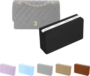 Pillow Inserts for Medium Classic Handbag, Bag Shaper Fits for Chanel Classic Flap Bag, Lightweight Memory Foam Pillows with Soft Satin (Black, CF Medium)