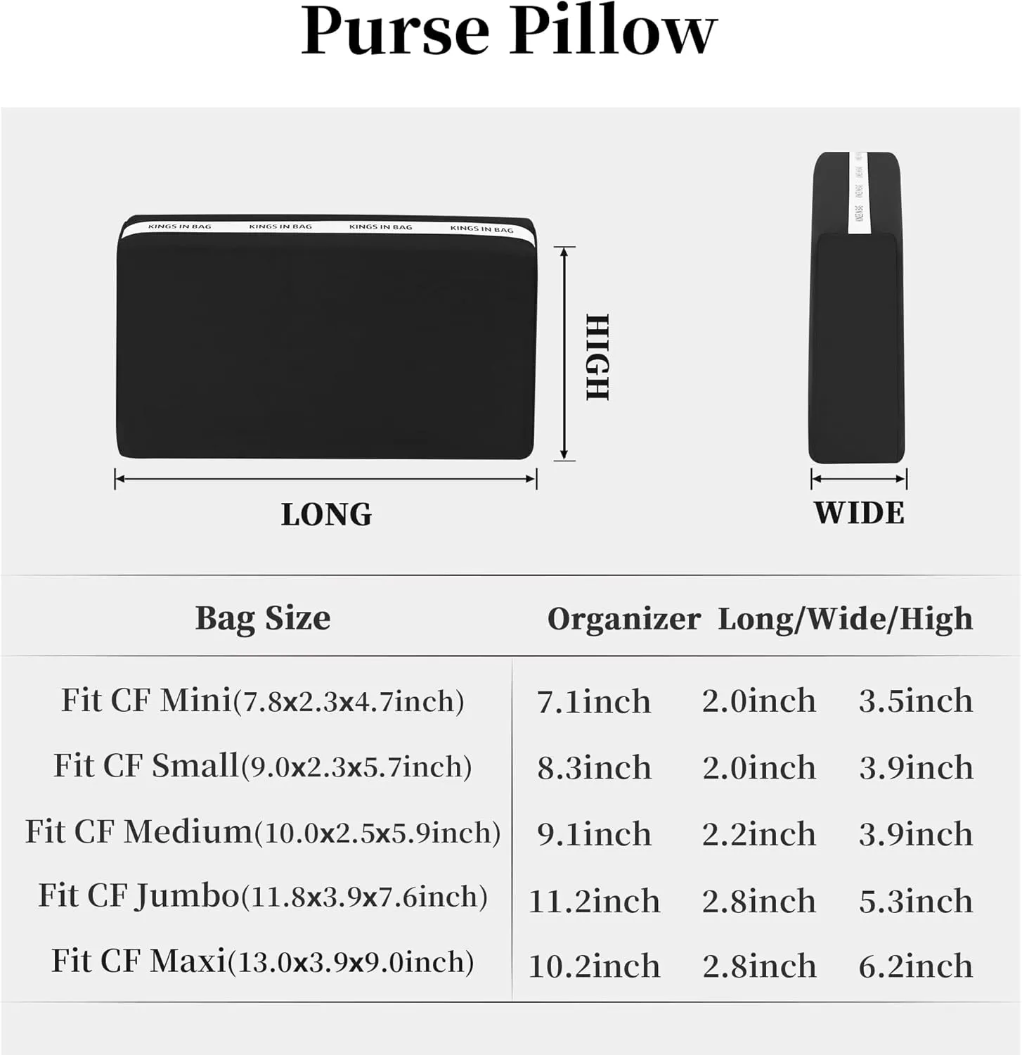 Pillow Inserts for Medium Classic Handbag, Bag Shaper Fits for Chanel Classic Flap Bag, Lightweight Memory Foam Pillows with Soft Satin (Black, CF Medium)
